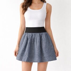 Necessary Objects Y2K Denim Elastic Waist Skirt Large Retro Vintage School